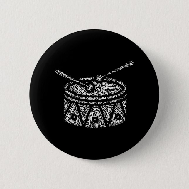 Drumline Marching Band Percussion Drummer 2 Inch Round Button (Front)