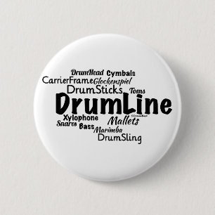 Drumline Word Cloud Black Text 2 Inch Round Button