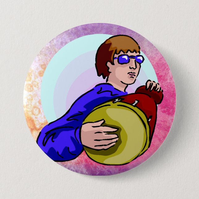 drummer 3 inch round button (Front)