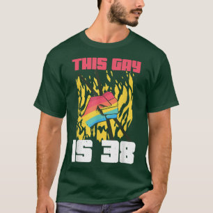 Drummer Age 38 Year Old LGBT Rainbow Birth Gay Pri T-Shirt