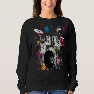 Drummer Artistic Drum Set Graphic Sweatshirt