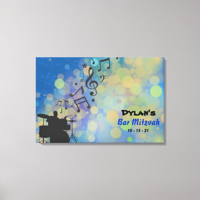 DRUMMER Bar Mitzvah Sign In Memory Board (Front)
