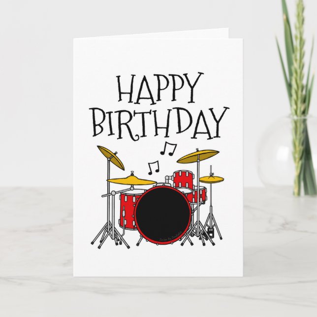 Drummer Birthday Card Drum Kit Musician (Front)