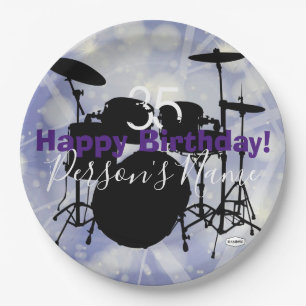 Drummer Birthday Paper Plate HAMbWG