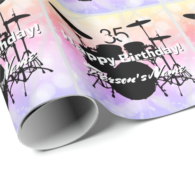 Drummer Birthday Theme Gift Wrap HAMbWG (Roll Corner)