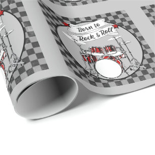 Drummer Born to Rock & Roll Drum Musician Gift Wra Wrapping Paper