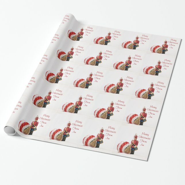 Drummer Boy and Christmas Ball Wrapping Paper (Unrolled)