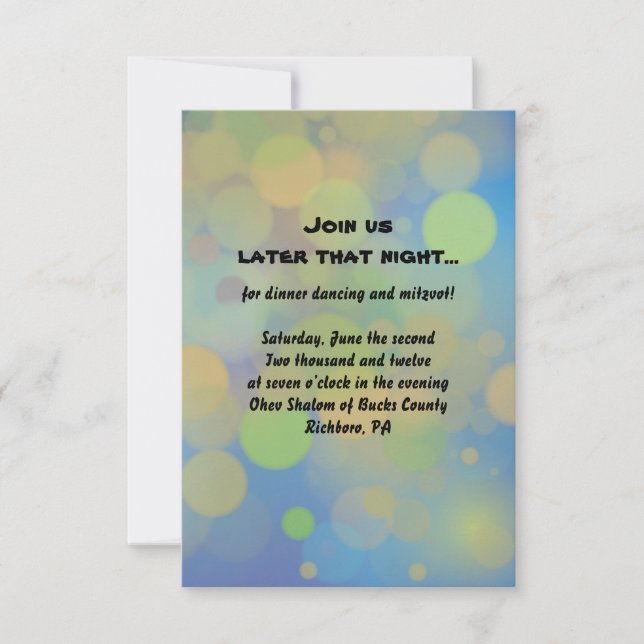 Drummer boy Bar Mitzvah Reception Party Card (Front)