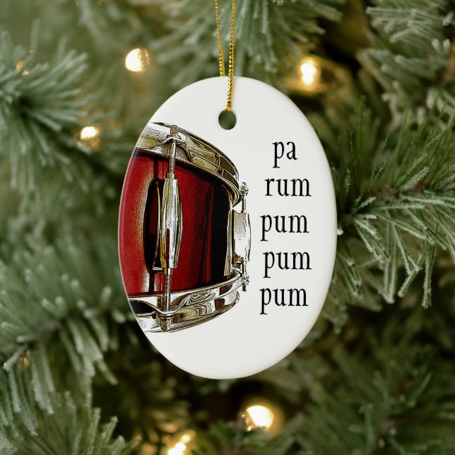 Drummer Boy Christmas Snare Drum Musician Holiday Ceramic Ornament (Tree)