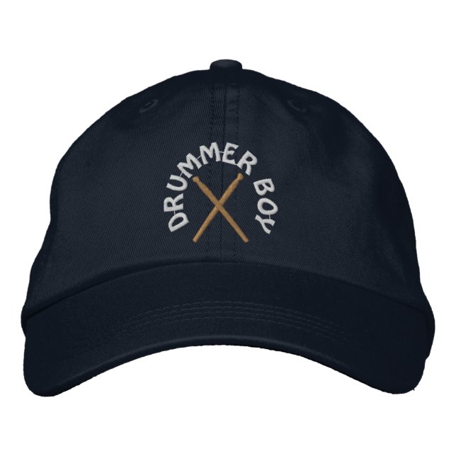 Drummer Boy Embroidered Cap - DRUMMER ON BACK CAP (Front)