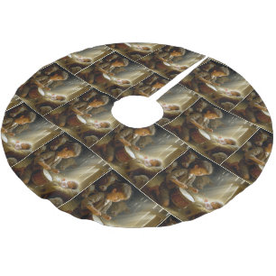 Drummer Boy Playing His Drum For Baby Jesus Brushed Polyester Tree Skirt