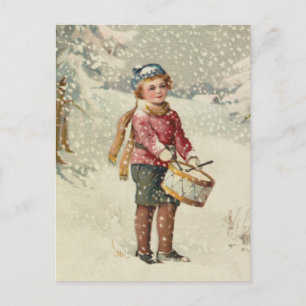 Drummer Boy Vintage Christmas Postcard