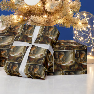 Drummer Boy With Baby Jesus In a Manger Wrapping Paper