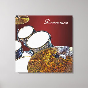 Drummer Canvas Drum Kit with Crash Square Art