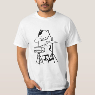 Drummer Cat Drums Musician Rock Jazz Funny Cute T-Shirt