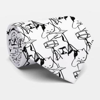 Drummer Cat Drums Musician Rock Jazz Funny Cute Tie