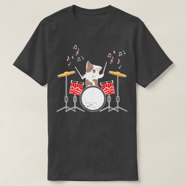 Drummer Cat Drums T-Shirt (Design Front)