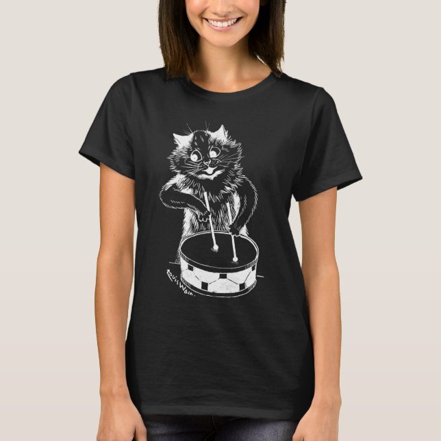 Drummer Cat, Louis Wain T-Shirt (Front)