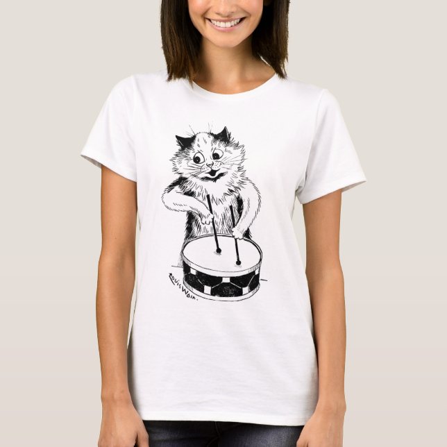 Drummer Cat, Louis Wain T-Shirt (Front)