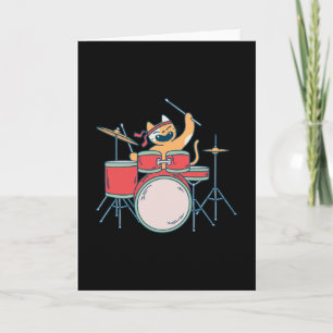 Drummer Cat music design Card