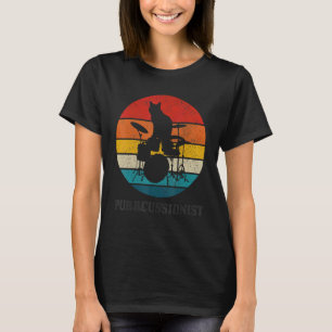 Drummer Cat Purrcussionist Vintage Drums Drumming  T-Shirt