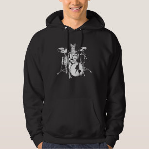Drummer Cat Rock And Roll Drum Meow Kitty Heavy Me Hoodie
