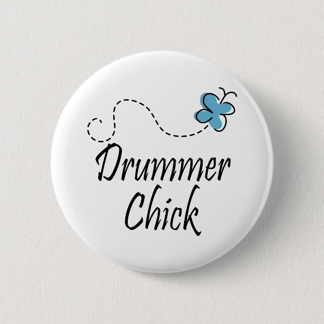 Drummer Chick 2 Inch Round Button (Front)