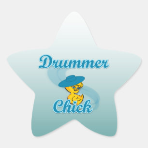 Drummer Chick #3 Star Sticker