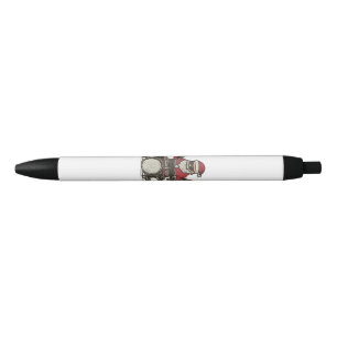 Drummer Christmas Funny Vintage Santa Playing Drum Black Ink Pen