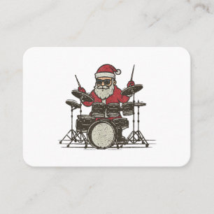 Drummer Christmas Funny Vintage Santa Playing Drum Business Card
