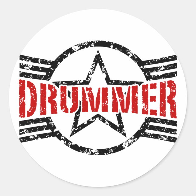 Drummer Classic Round Sticker (Front)