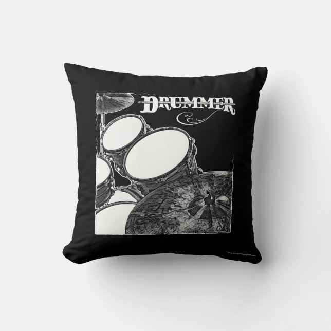 Drummer Coussin Rock & Roll Music Drum Kit Drummer (Recto)