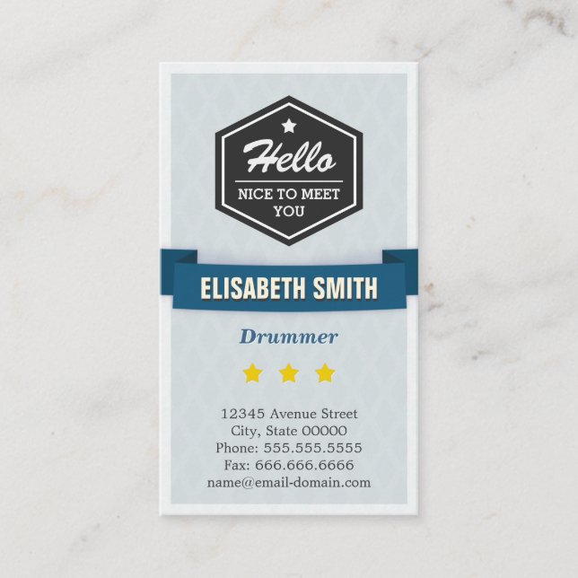 Drummer - Creative Retro Stylish Business Card (Front)