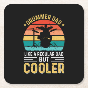 Drummer Dad Square Paper Coaster