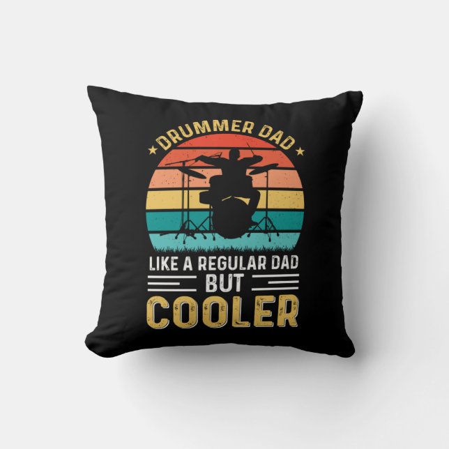 Drummer Dad Throw Pillow (Front)