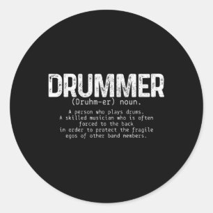 Drummer Definition Drums Drumming Drummer Classic Round Sticker