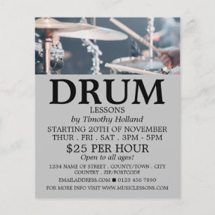 Drummer, Drum Lessons Advertising Flyer