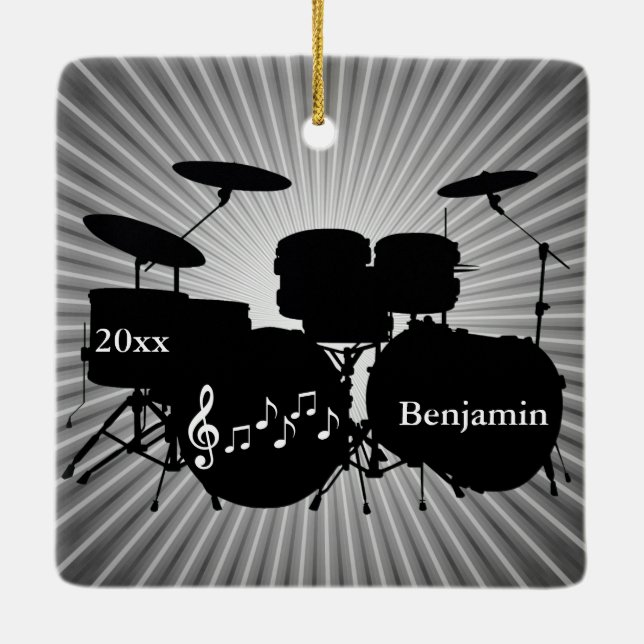 Drummer Drum Set Design Ornament (Back)