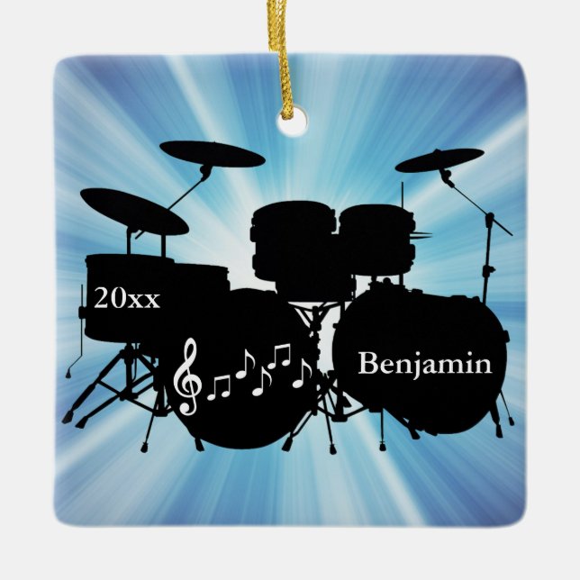 Drummer Drum Set Design Ornament (Front)