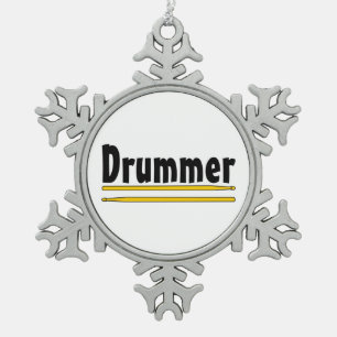 Drummer Drum Sticks  Snowflake Pewter Christmas Ornament
