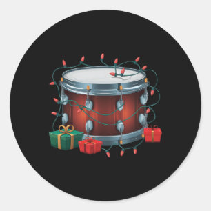 Drummer Drum Xmas Lighting Santa Musical Drum Chri Classic Round Sticker