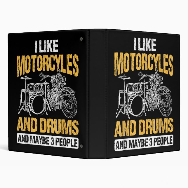 Drummer Drumming I Like Motorcycles And Drums Binder (Background)