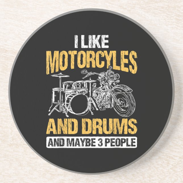 Drummer Drumming I Like Motorcycles And Drums Coaster (Front)
