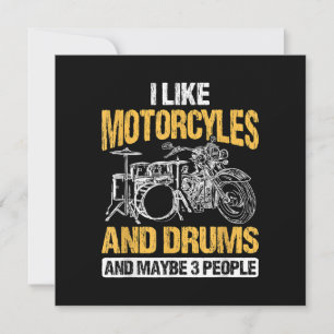 Drummer Drumming I Like Motorcycles And Drums Invitation