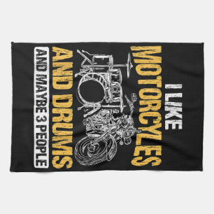 Drummer Drumming I Like Motorcycles And Drums Kitchen Towel