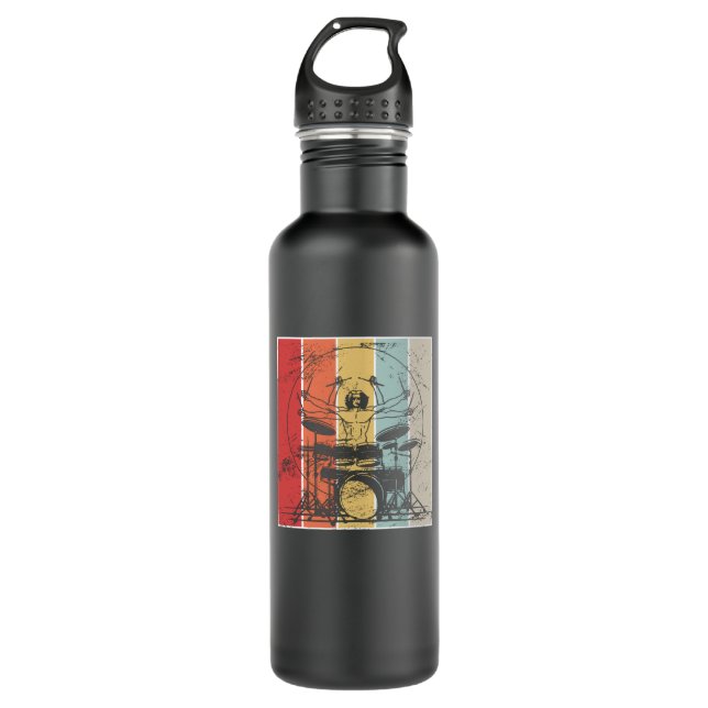 Drummer Drumming Retro 710 Ml Water Bottle (Front)