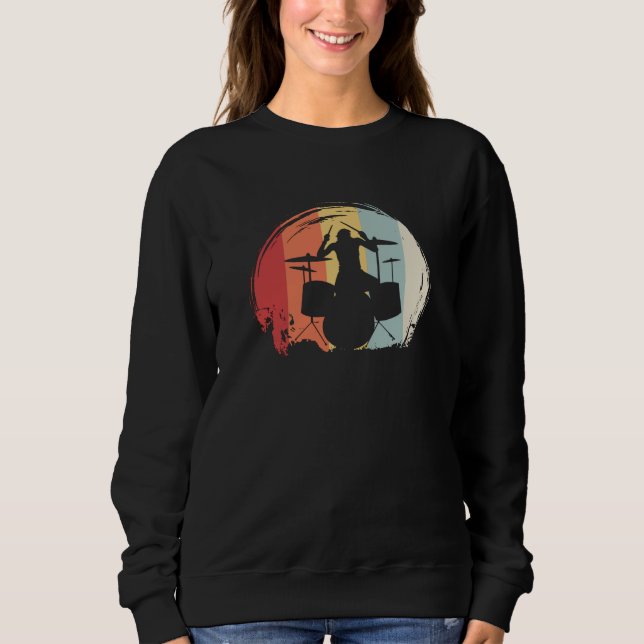 Drummer Drumming Retro Sweatshirt (Front)