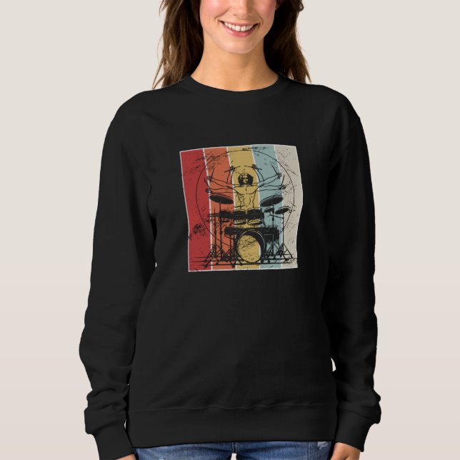Drummer Drumming Retro Sweatshirt (Front)