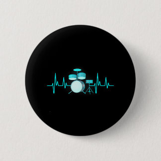 Drummer Drums Heartbeat Drumstick Drumset Music 2 Inch Round Button