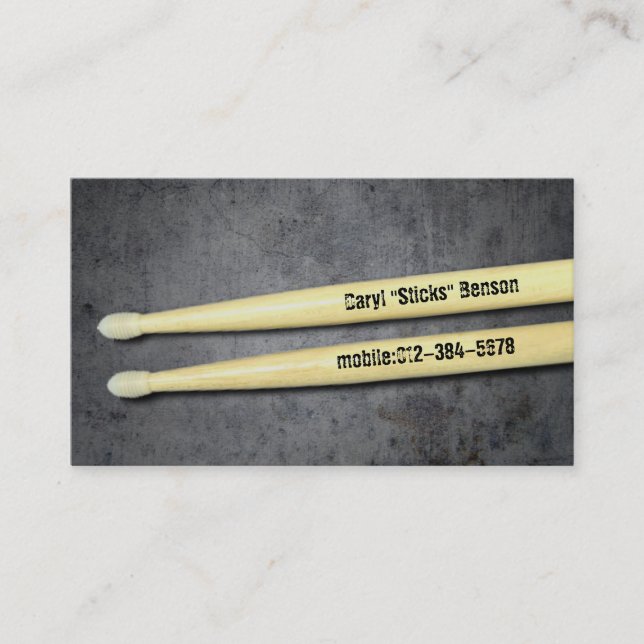 Drummer Drumsticks Musicien Carte de visite (Devant)
